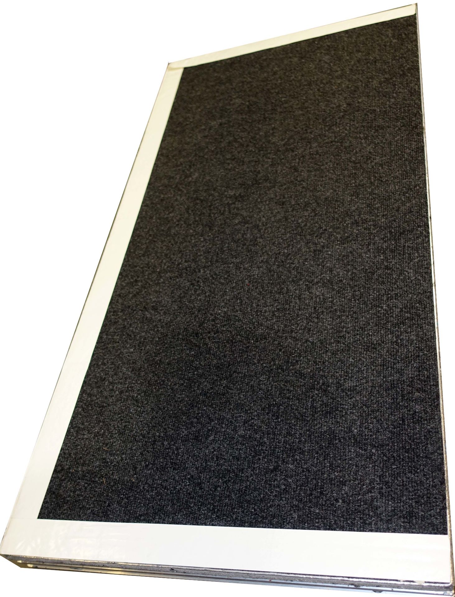 A 2ft x 4ft Stage Block, Grey Carpet Top with legs.