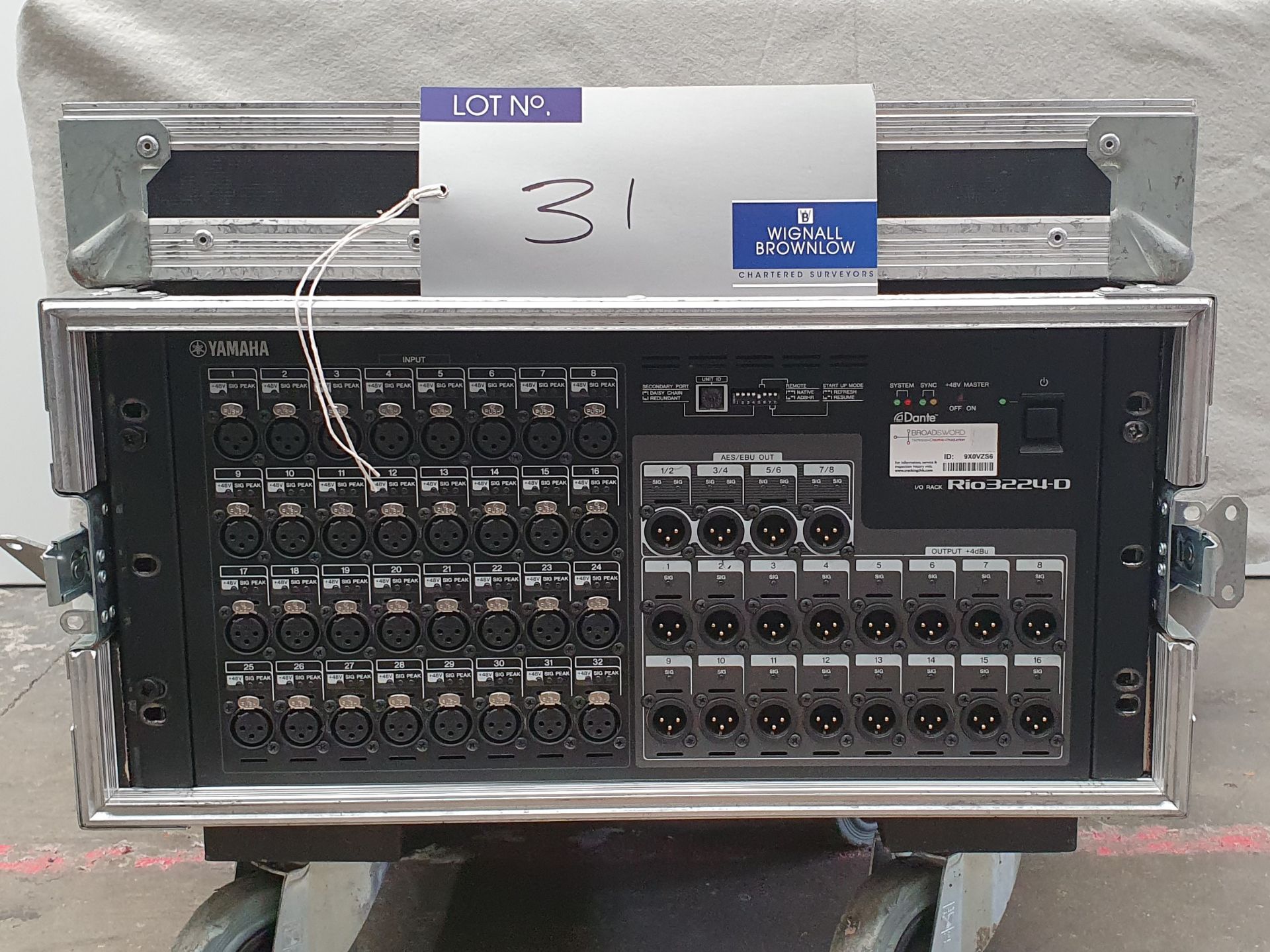 A Yamaha Rio 3224-D Stage Box, 32 Inputs, 16 Outputs No.BAWN01014 with 5star mobile flight case.