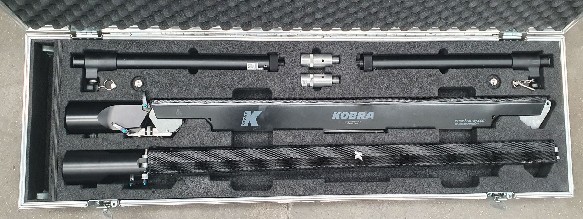 A K-Array KR-102 Portable Sound System comprising: 2-KK102 Black Satellite Array Speakers with - Image 2 of 11