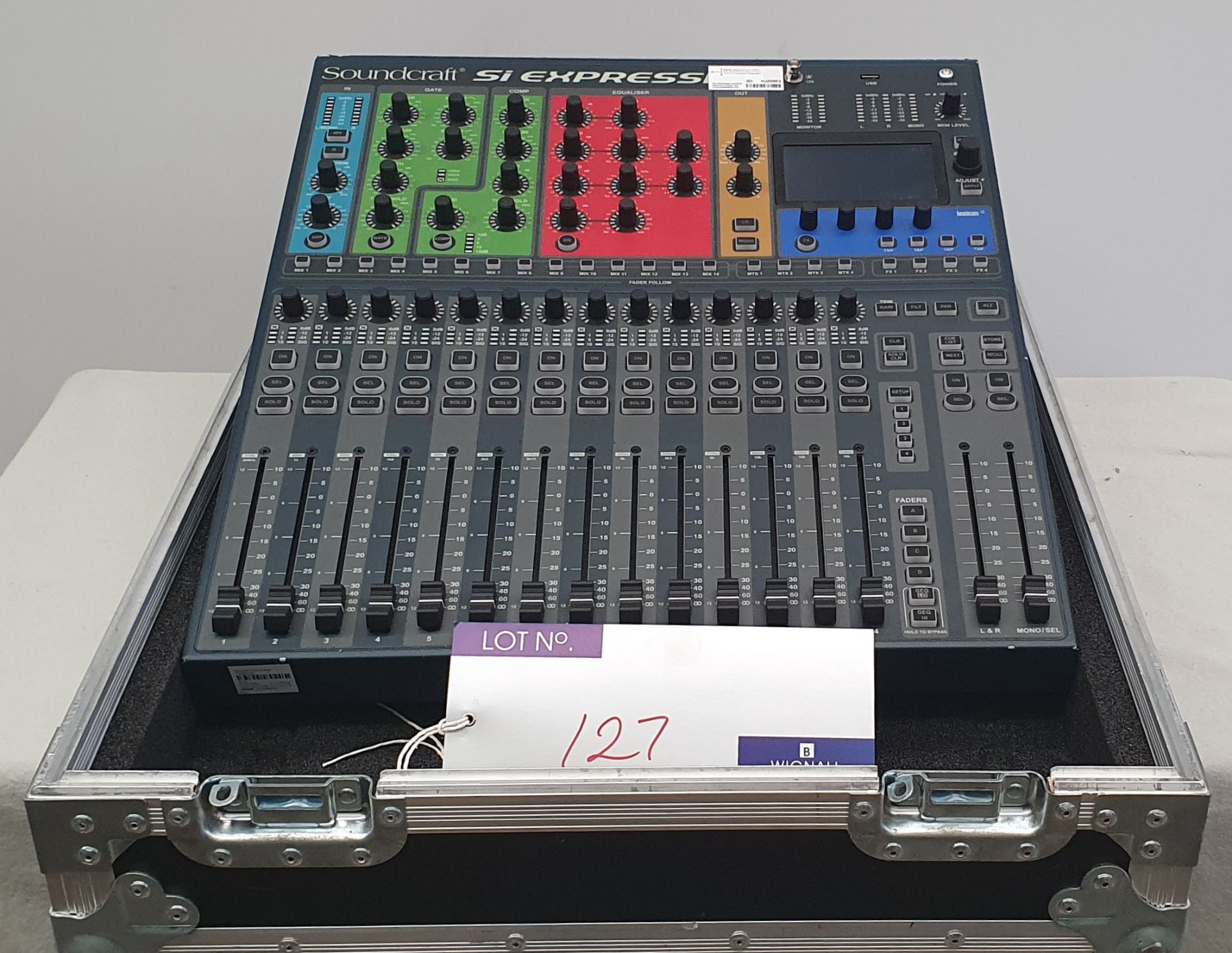 A Soundcraft Si Expression 1 Digital Mixing Desk with flight case, 700mm x 520mm x 250mm.