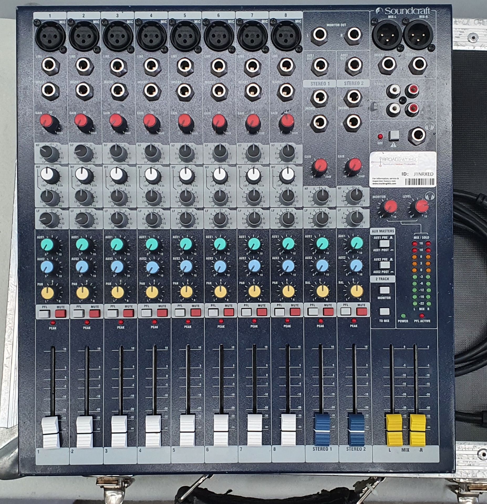 A Soundcraft EPM8 8 Channel Mixer Sound Mixing Desk with Road Ready Flight Case, 475mm x 390mm x - Image 2 of 2