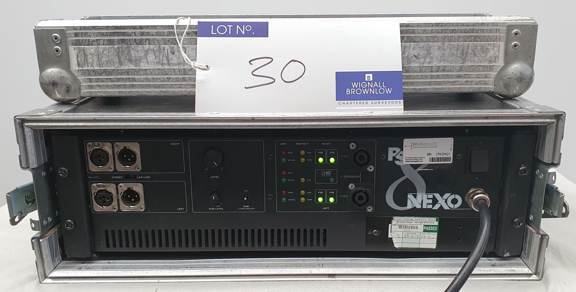 A Nexo PS8 Amplifier No.40988 with flight case, 530mm x 530mm x 185mm (NB. heavy).