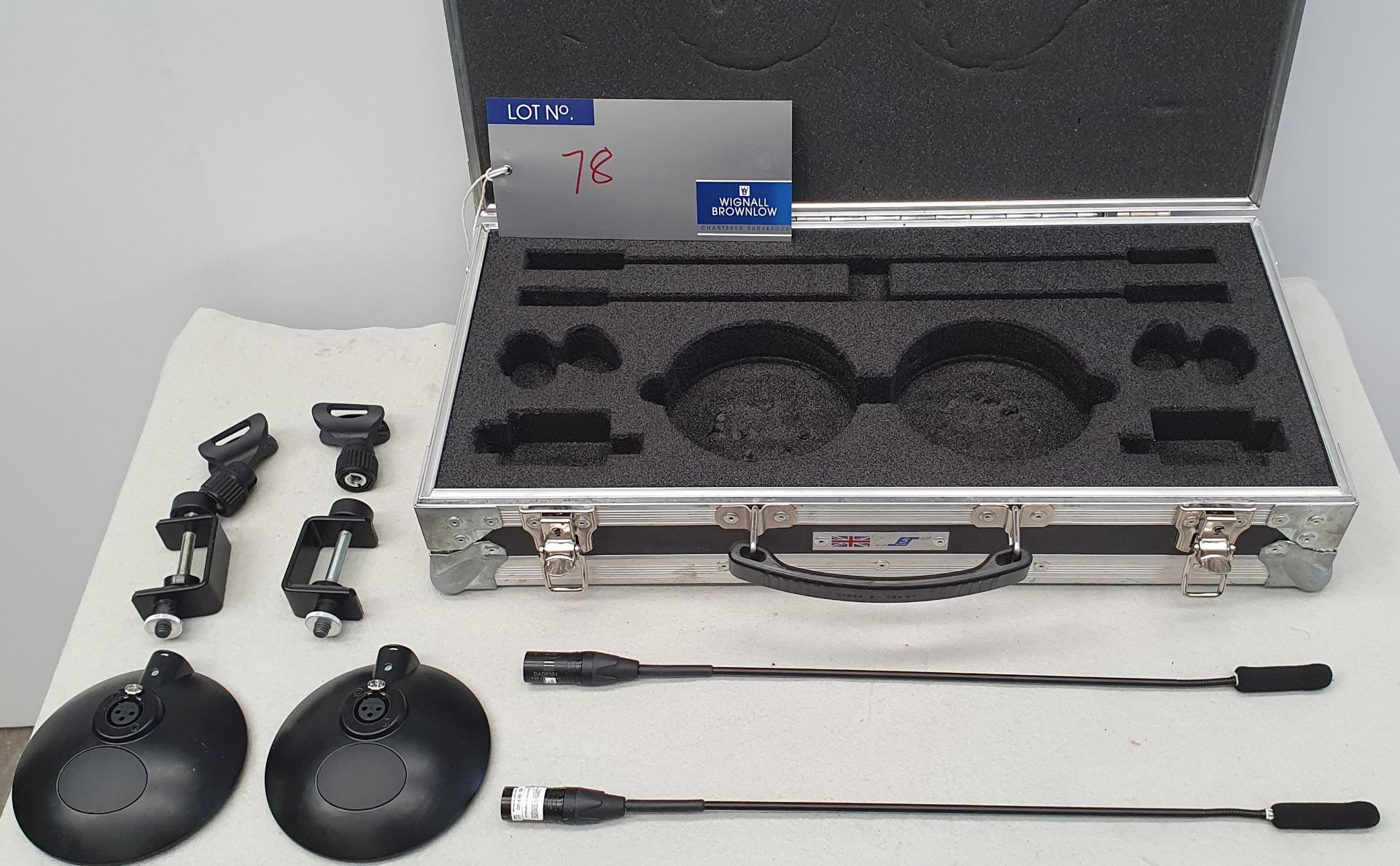 A DPA Lecturn Microphone Kit comprising: 2 DPA Lecturn Microphones, 2 K+M Microphone Table Bases,