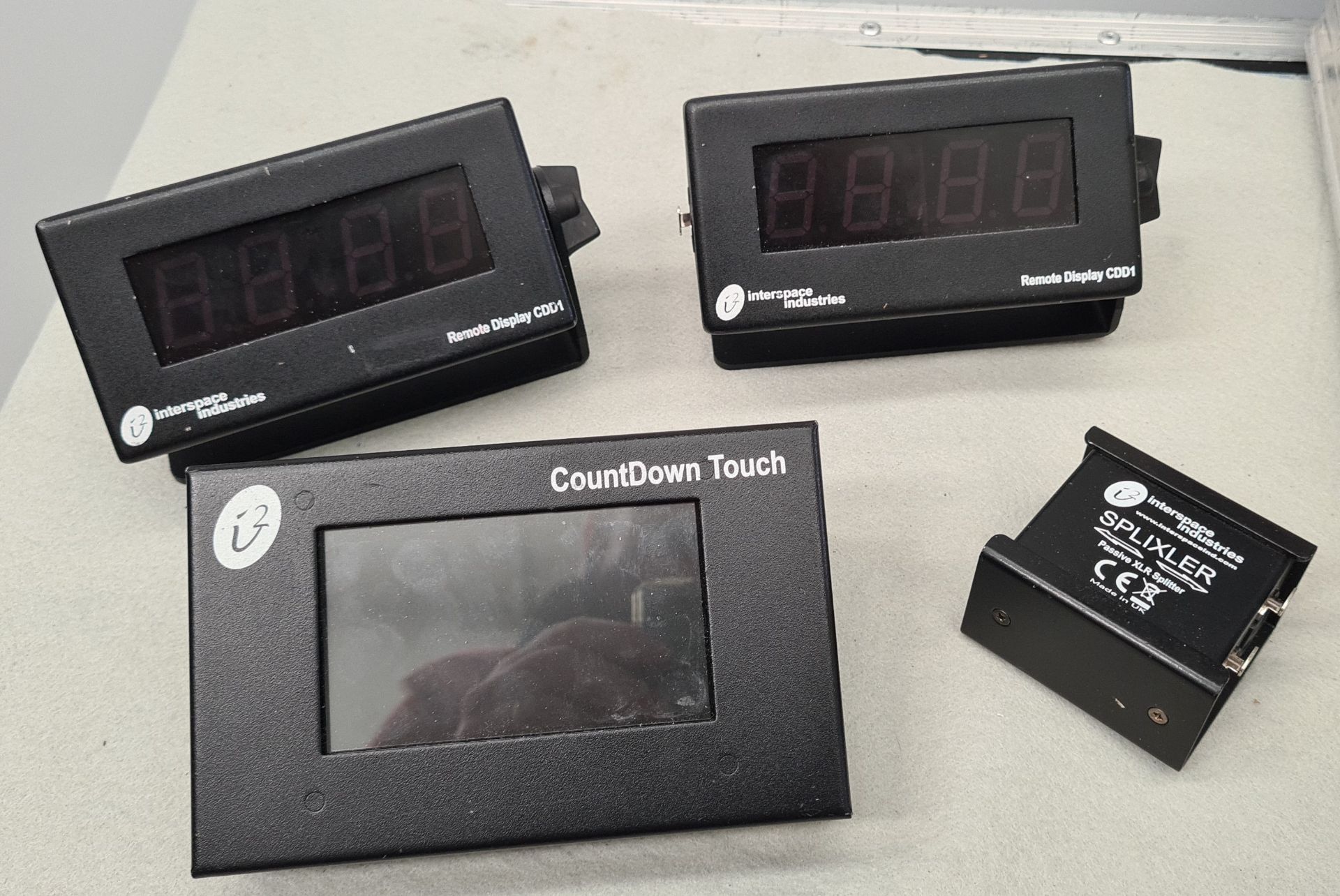 An Interspace Industries Countdown Touch Timer with Interspace flightcase, 2 CDD1 remote timer - Image 2 of 2