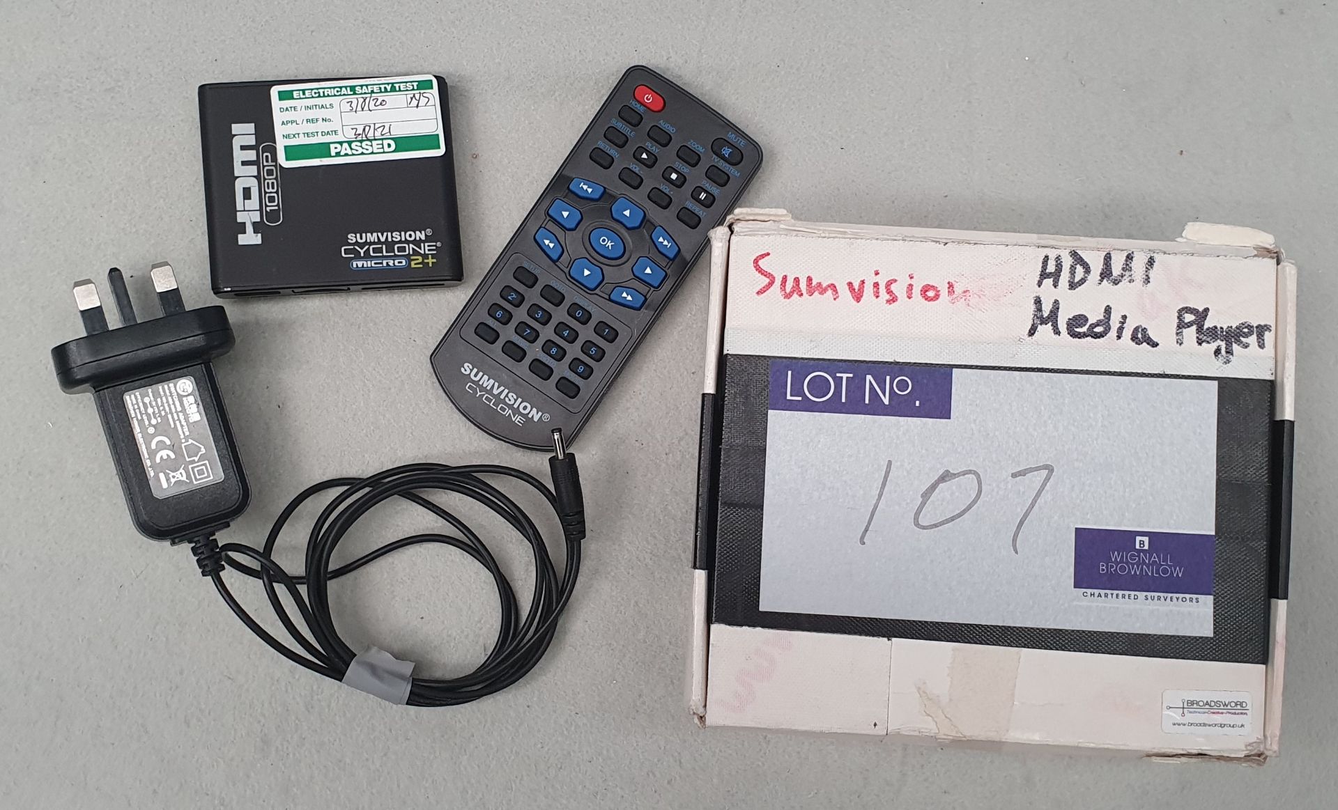 A Sumvision Cyclone Micro 2+ USB Media Player, HDMI Out with remote and psu (tested and working).