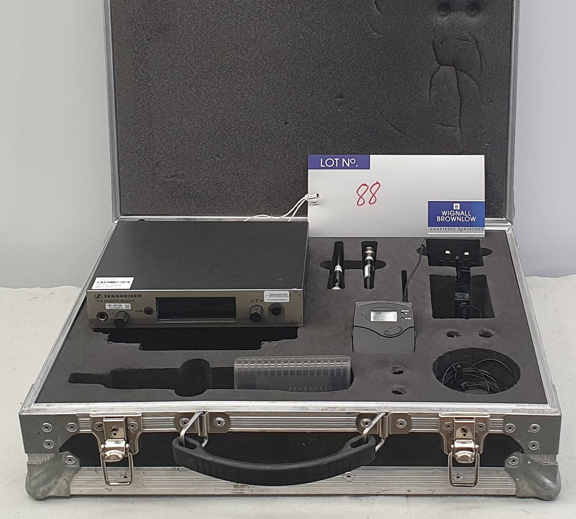 A Sennheiser Lapel Radio Microphone Kit comprising: 1 EW300 G3 Receiver, 1 Bodypack Transmitter, 2