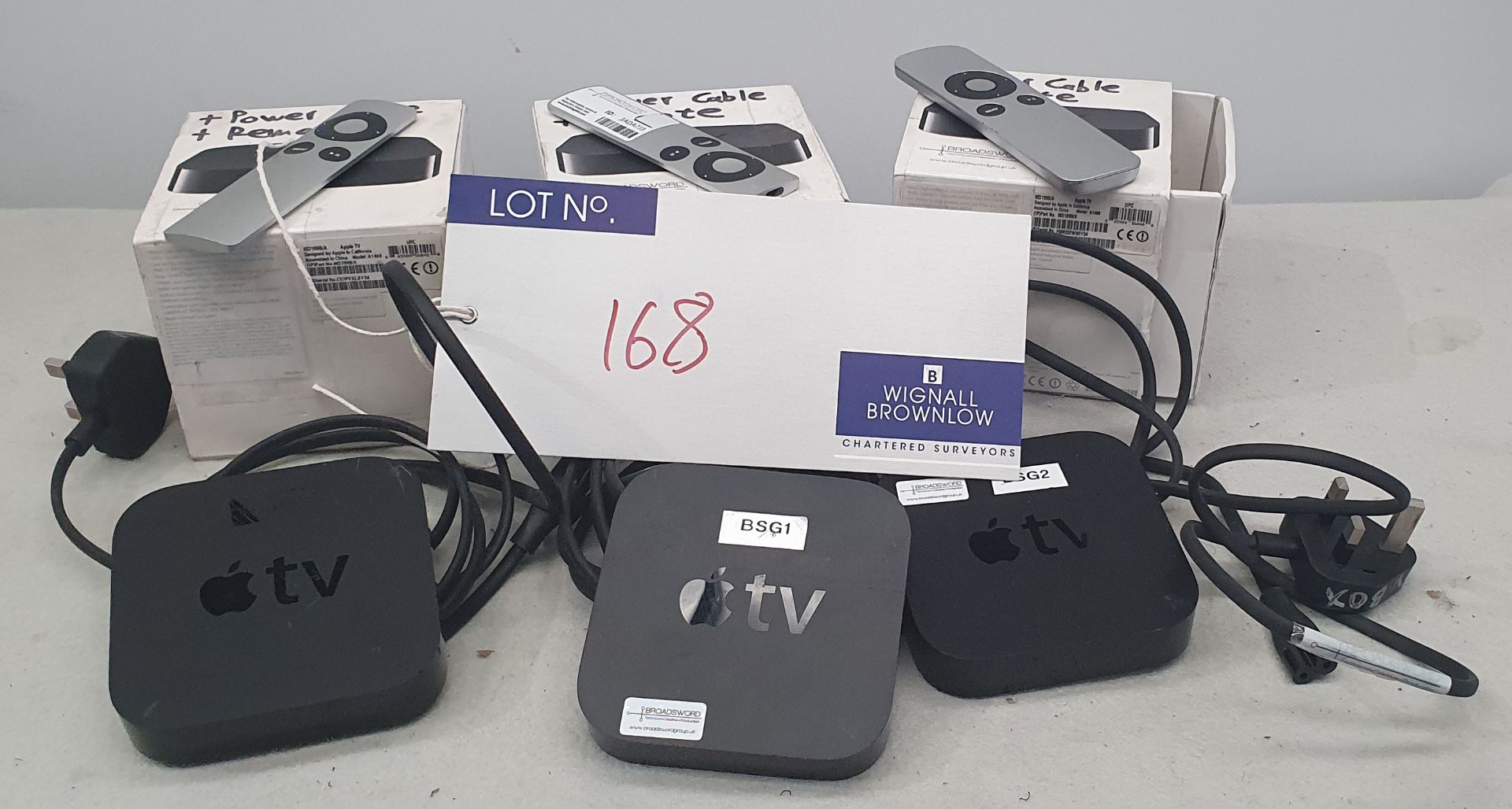 3 Used Apple TV Boxes, 4K (2nd generation) with remotes.