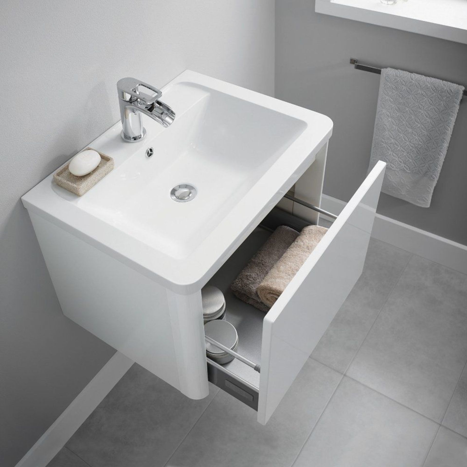 NEW (M156) Lambra 600mm 2 Drawer Wall Hung Vanity Unit - White. RRP £499.99.COMES COMPLETE W... - Image 2 of 3