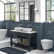 NEW (M54) Manhattan 600mm Floor Standing Basin Unit (No Top) - Matt Indigo Grey. RRP £354.99. ...