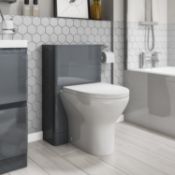 NEW (M141) 500mm Dark Grey Gloss WC Toilet Unit. RRP £189.99. Clean and contemporary design, p...