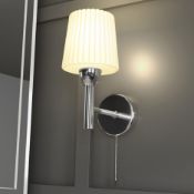 NEW (M167) Aquarius Single Wall Light with Frosted Ribbed Glass Shade. Colour: Chrome IP Ratin...