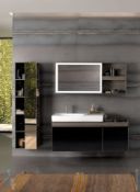 NEW & BOXED Twyfords Keramag Citterio 1184mm Dark Grey/Brown Vanity Unit with Shelves. RRP £1...