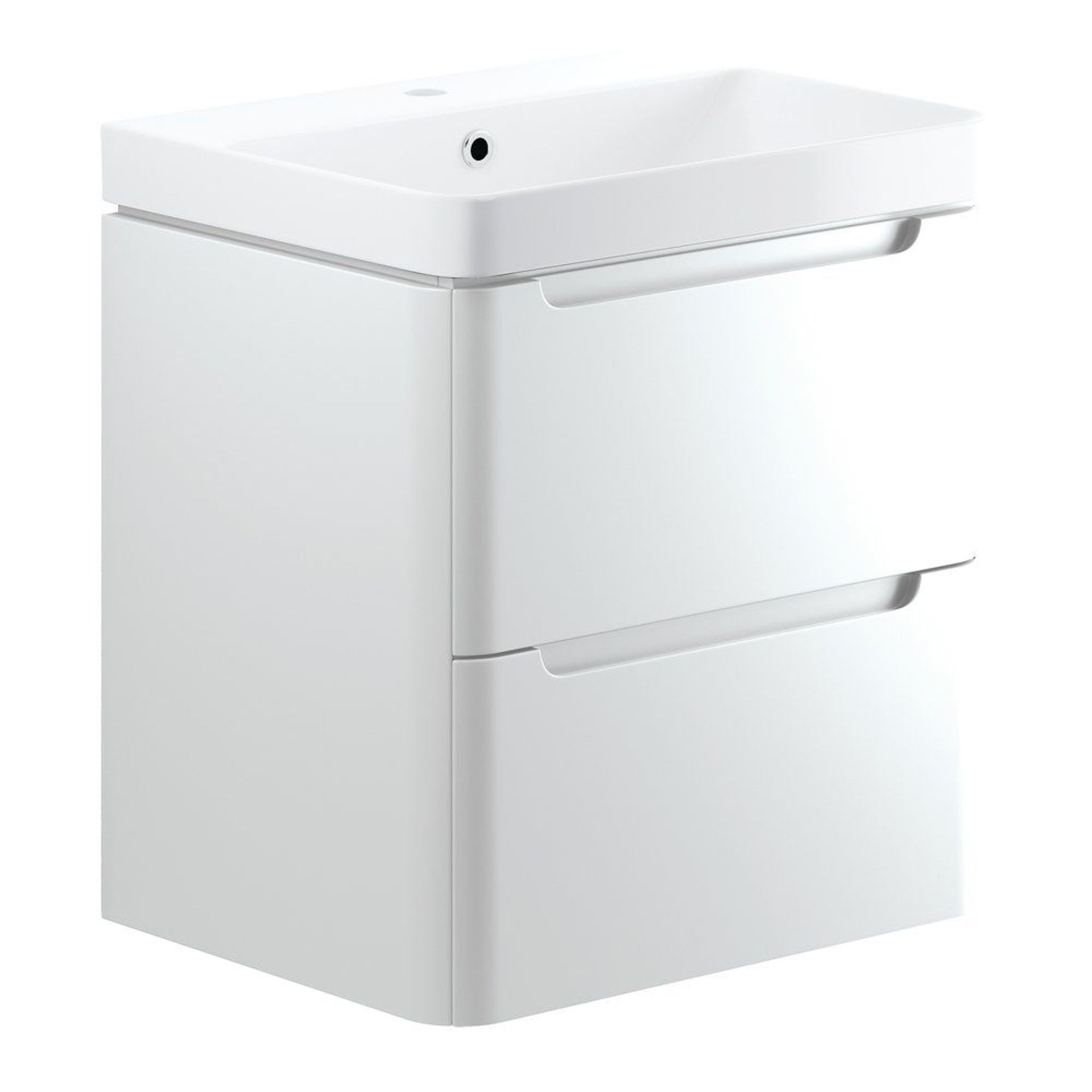 NEW (M156) Lambra 600mm 2 Drawer Wall Hung Vanity Unit - White. RRP £499.99.COMES COMPLETE W...