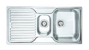 NEW (M162) Recessed kitchen sink PRINCESS 1 1/2B 1D polished finish by Teka. 1 main bowl, 1 aux...