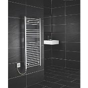 NEW (QP139) 1100x500 Flomasta Flat Electric Towel Radiator Chrome. RRP £195.99.Electrical ins...