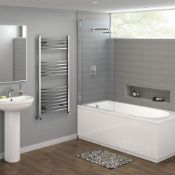 NEW & BOXED 1200x600mm - 20mm Tubes - Chrome Curved Rail Ladder Towel Radiator.NC1200600.Made f...