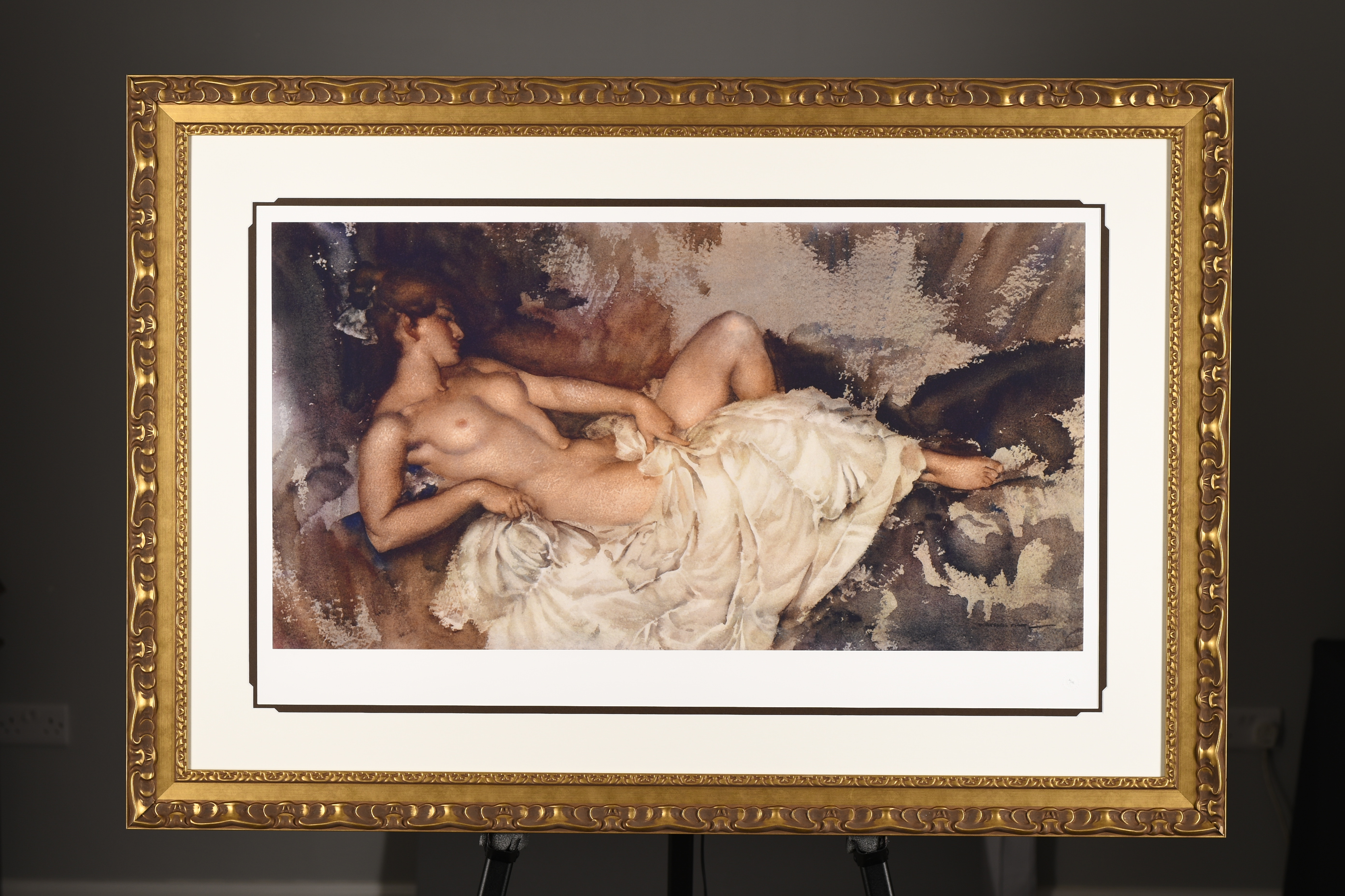 Limited Edition Gouttelette by Sir William Russell Flint. "Reclining Nude". Supplied with Rare ...