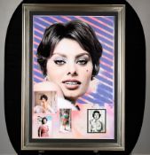 Framed Art Memorabilia Presentation with Original Sofia Loren Signed Photograph