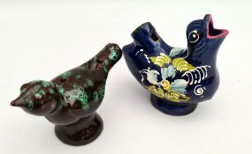 Antique 2 x Pottery Bird Whistles Includes Nospelt