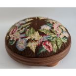 Vintage Tapestry Covered Round Foot Stool