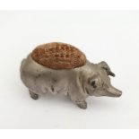 Vintage Base Metal Pig Shaped Pin Cushion