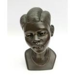 Vintage Bronze Bust of African Female 4 inches tall