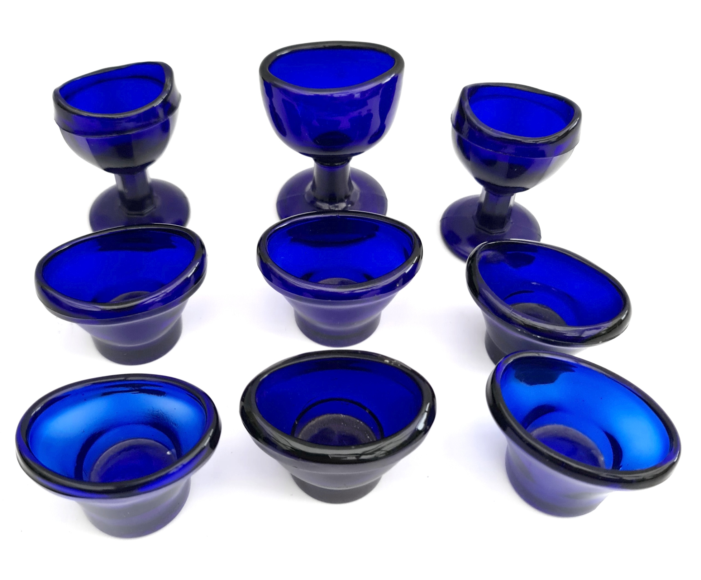 Vintage Antique 9 x Blue Glass Eye Baths