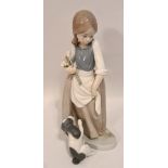 Vintage Lladro Figure Girl & Dog A/F