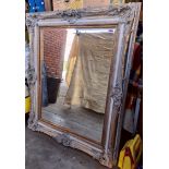 Vintage Large Bevelled Mirror In Carved wood Frame