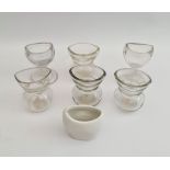 Vintage Antique 6 x Clear Glass Eye Baths & 1 Ceramic