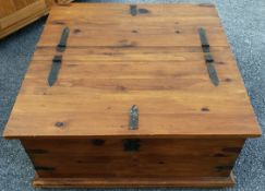 Large Rustic Pine Wooden Coffee Table Storage Cupboard