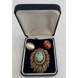 Vintage Jewellery Boxed Brooch With Interchangeable Central Stones