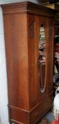 Antiques Victorian / Edwardian Hardwood Wardrobe With Bevelled Glass Door Mirror