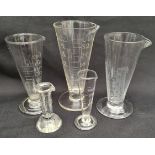 Antique Selection of 7 Glass Items Includes Apothecary Measuring Glasses