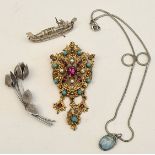 Antique Costume Jewellery Includes 800 Silver & Retro Brooch