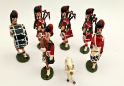 Vintage 6 x Metal Toy Soldiers & Mascot Goat