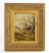 Oil on Canvas gleaners in a wooded landscape