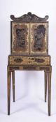 C19th Chinese lacquered bonheur de jour on table stand for restoration