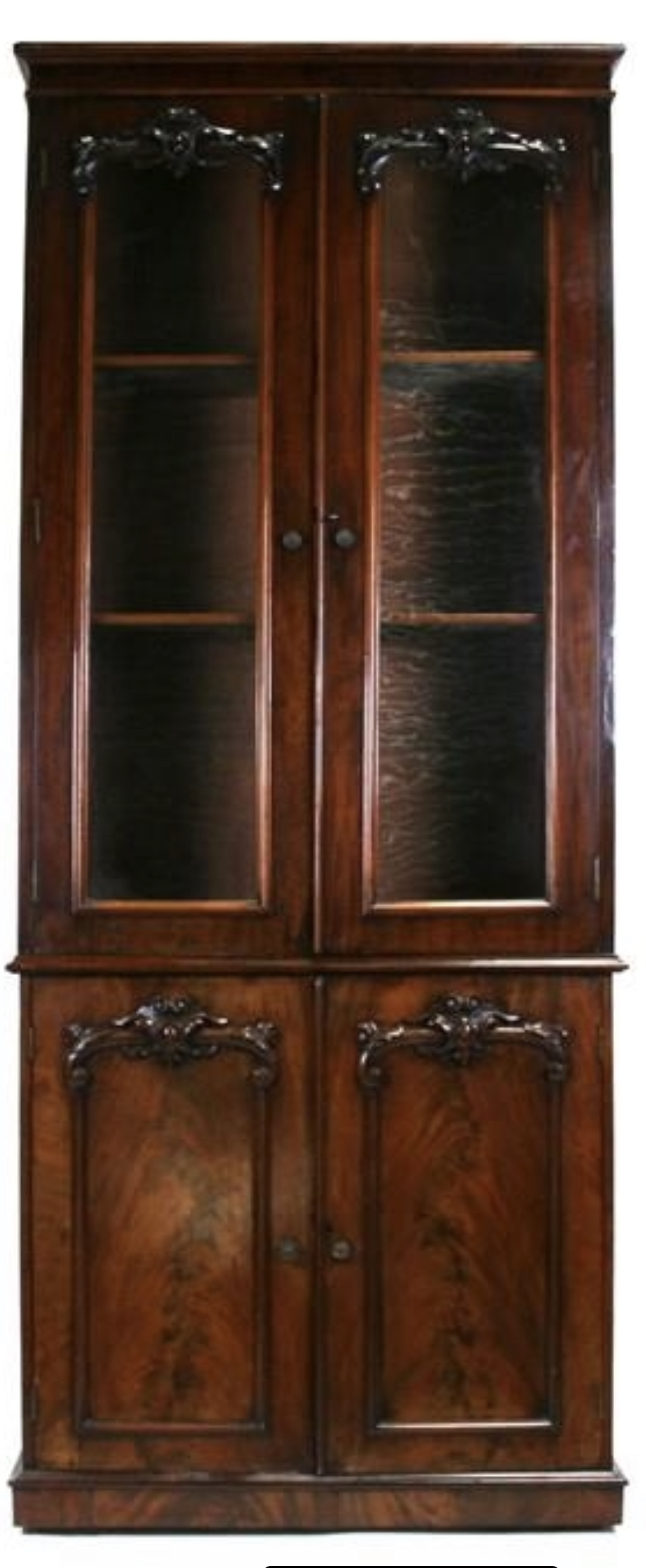 C19th mahogany library bookcase of narrow proportions