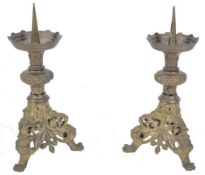 A pair of C19th french Altar Pricket sticks