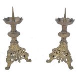 A pair of C19th french Altar Pricket sticks