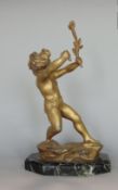 Gilt spelter figure on marble base