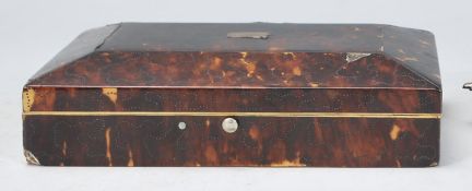 19th-century tortoiseshell and silver monogram cigarette box