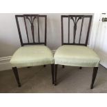 C18th pair of Hepplewhite chairs with prince of wales feather carved back