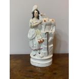 C19th Staffordshire flatback figure of Little bo peep