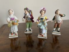 Set of four miniature porcelain figures by sitzendorf
