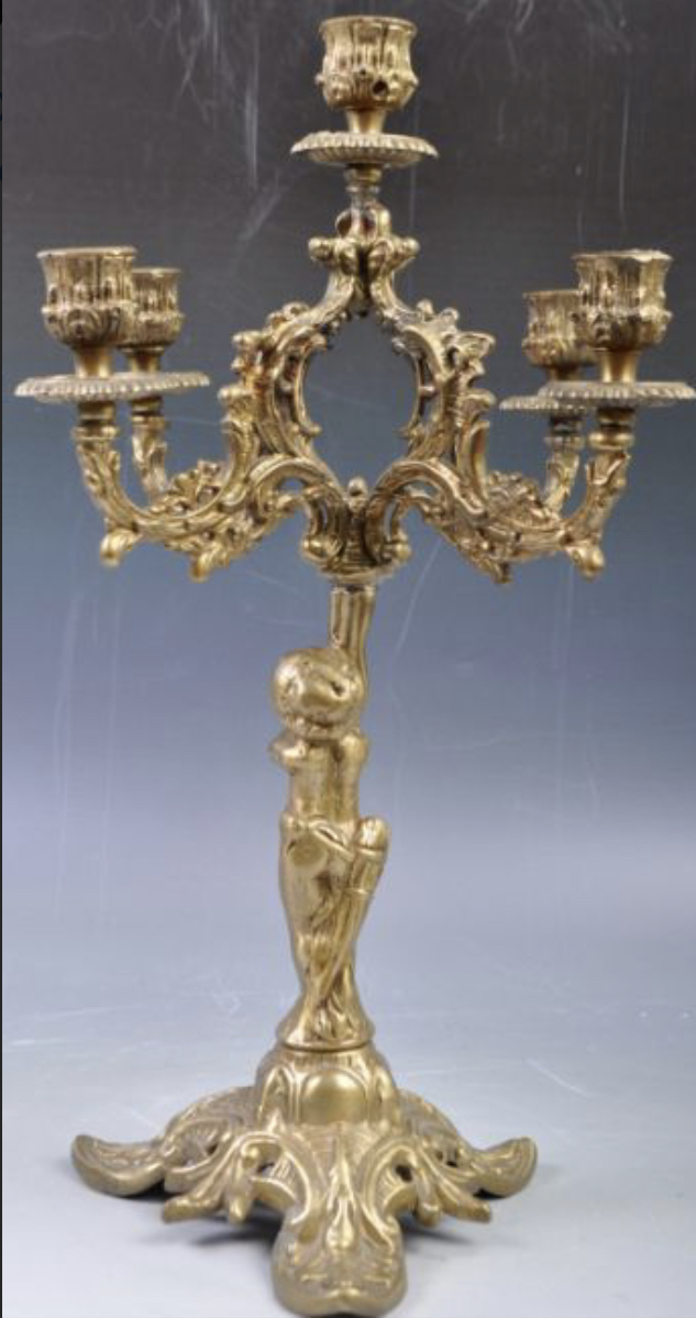 1930s brass candelabra