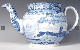 Oversized blue and white Teapot in Spode pattern
