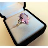 Sterling Silver 5 carat Pear Cut Amethyst Ring