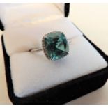 5.2 carat Green Tourmaline Ring in 925 Sterling Silver